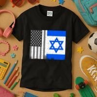 Israeli American Flag Pride Israel USA Kids T-Shirt thumb 3