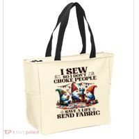 I Sew So I DonT Choke People Send Fabric Gnomes Tote Bag thumb 2
