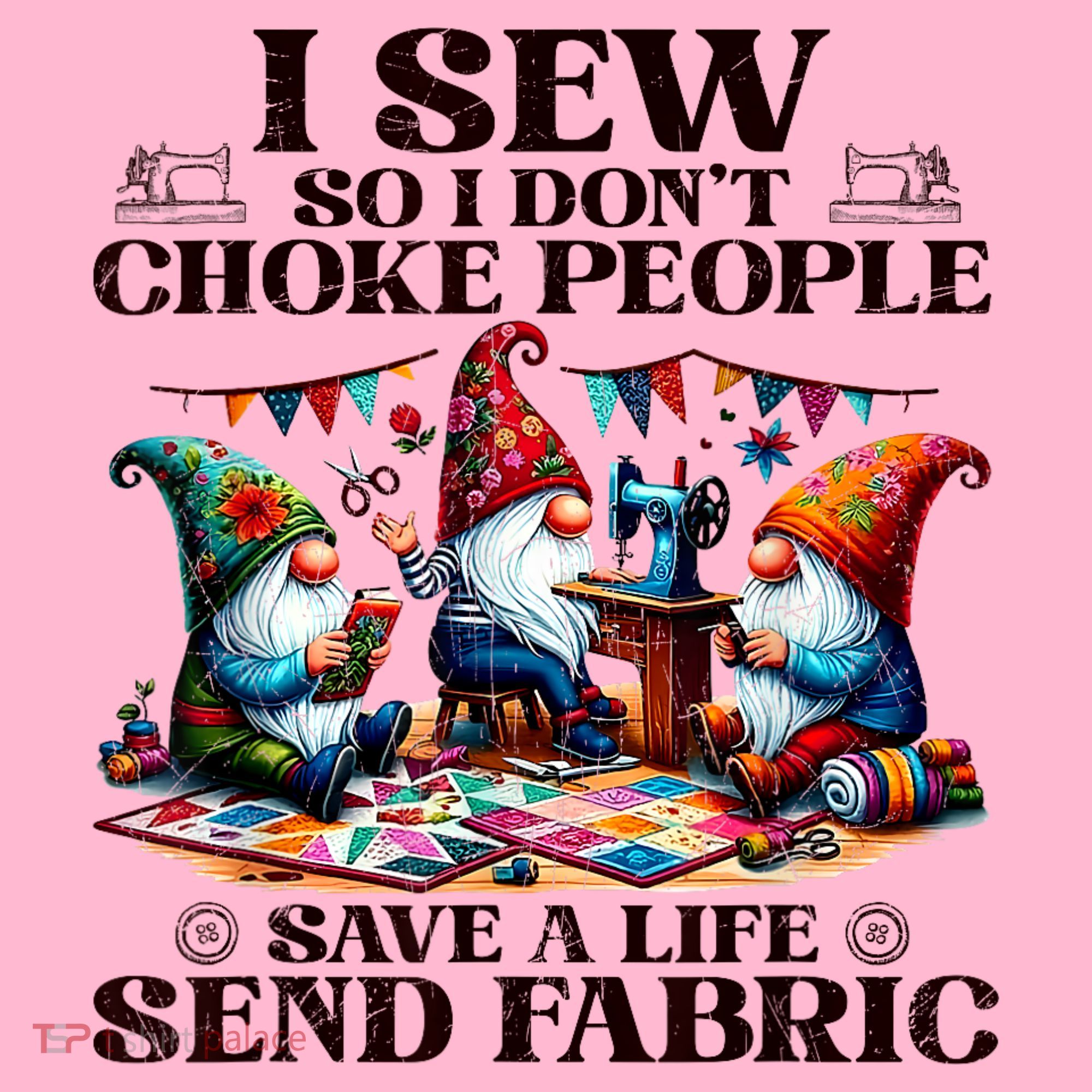 I Sew So I DonT Choke People Send Fabric Gnomes Coaster