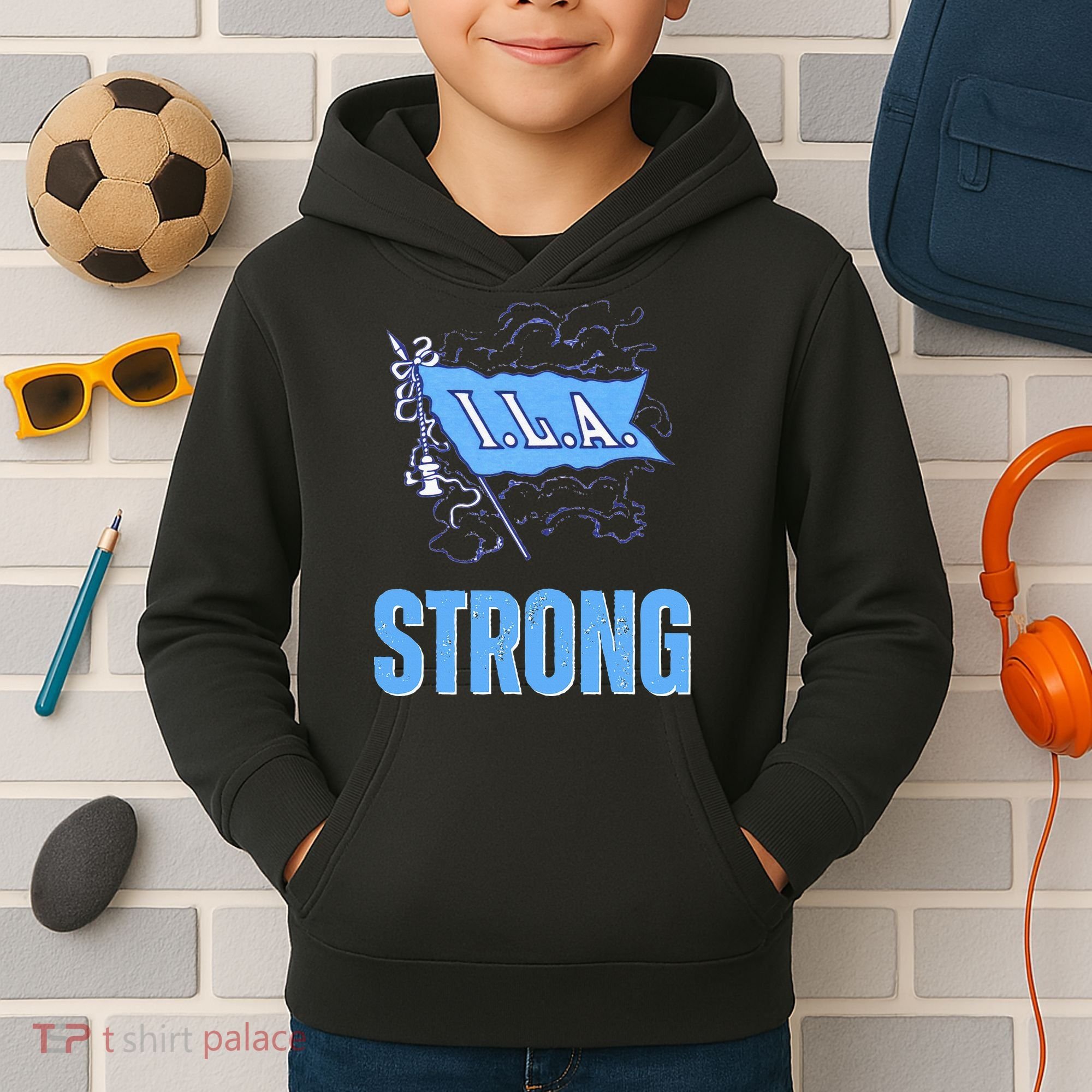 Ila Strong Strike Longshoremen Union Port Workers Union Kids Hoodie