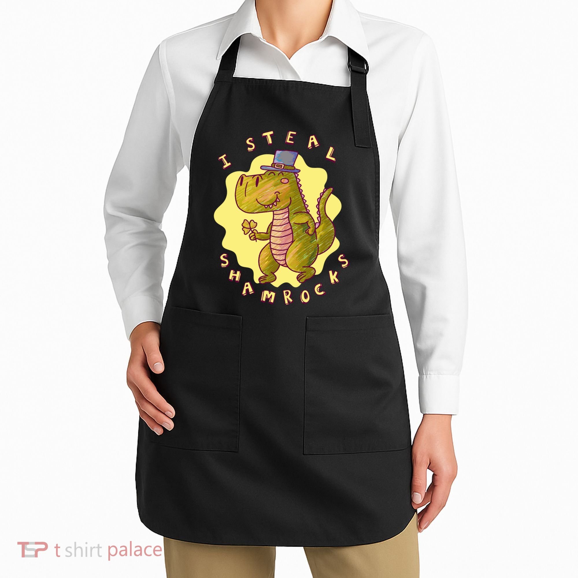 I Steal Shamrocks Dinosaur Apron