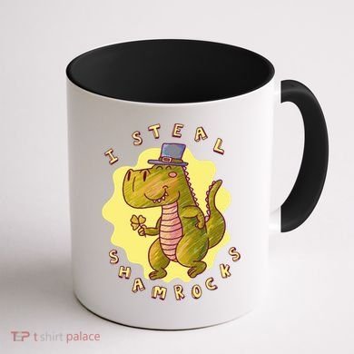 I Steal Shamrocks Dinosaur Coffee Mug back