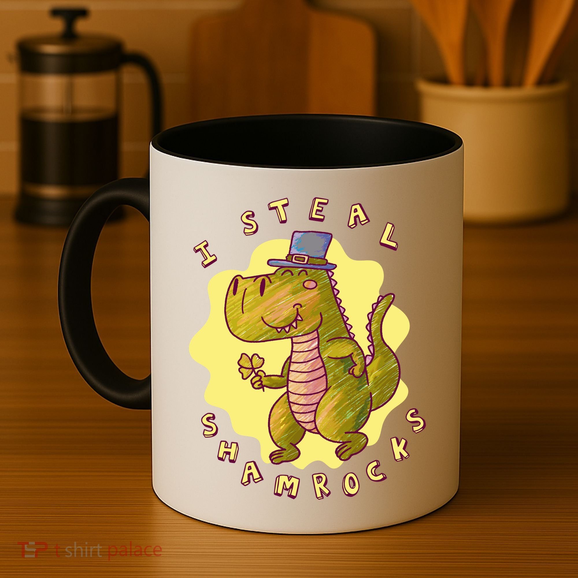 I Steal Shamrocks Dinosaur Coffee Mug