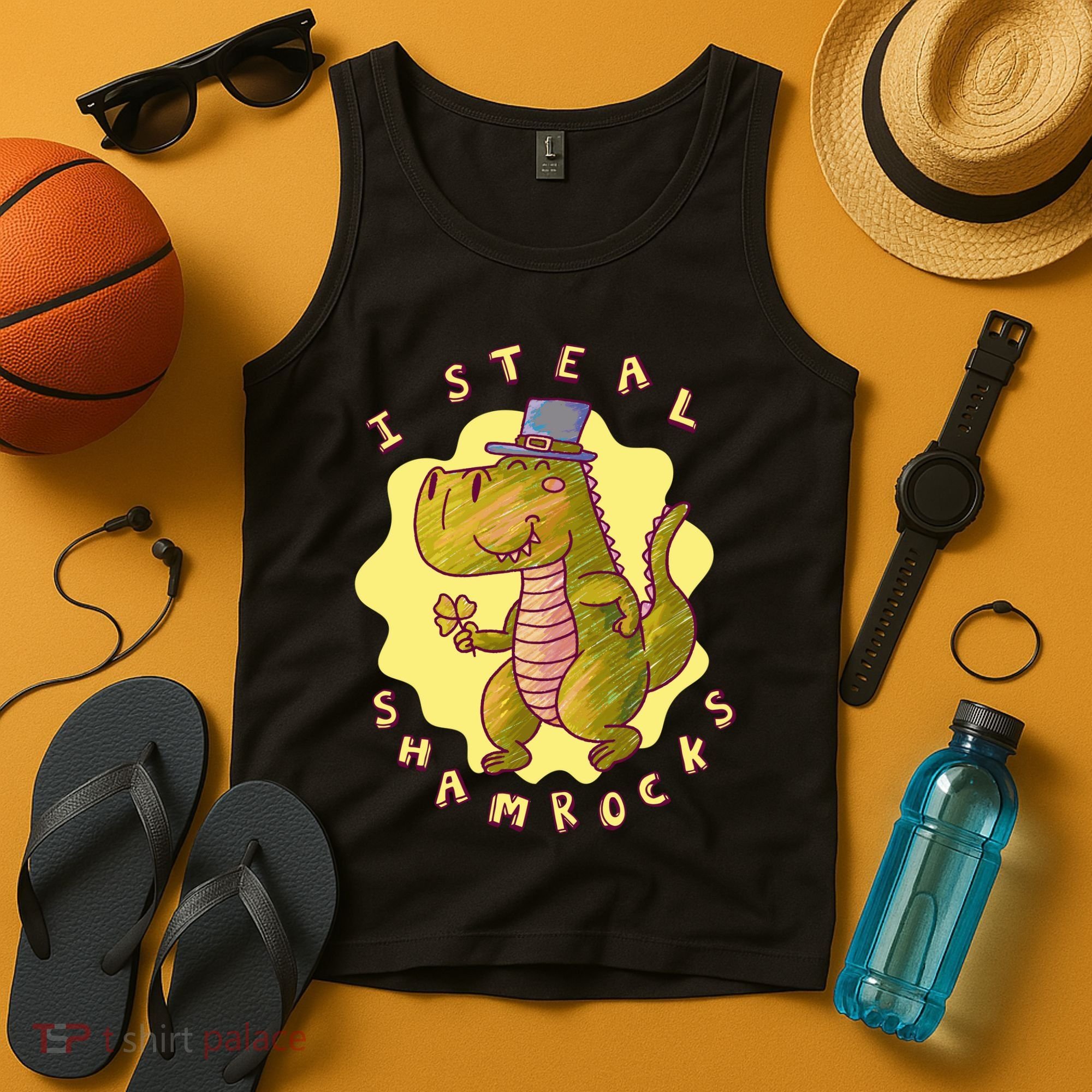 I Steal Shamrocks Dinosaur Tank Top