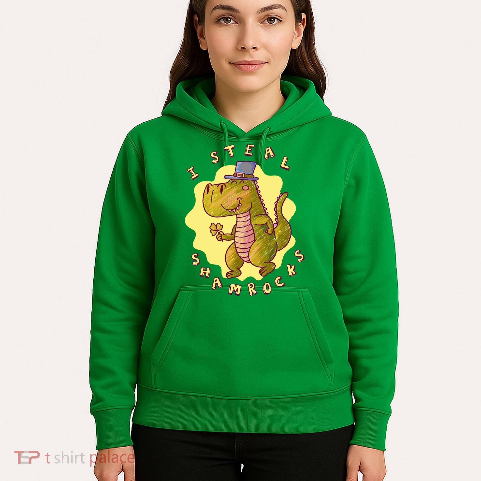 I Steal Shamrocks Dinosaur Hoodie