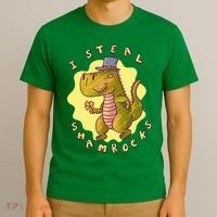 I Steal Shamrocks Dinosaur T-Shirt thumb 3