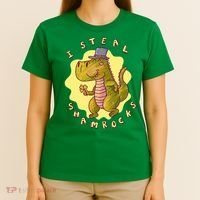 I Steal Shamrocks Dinosaur T-Shirt thumb 4