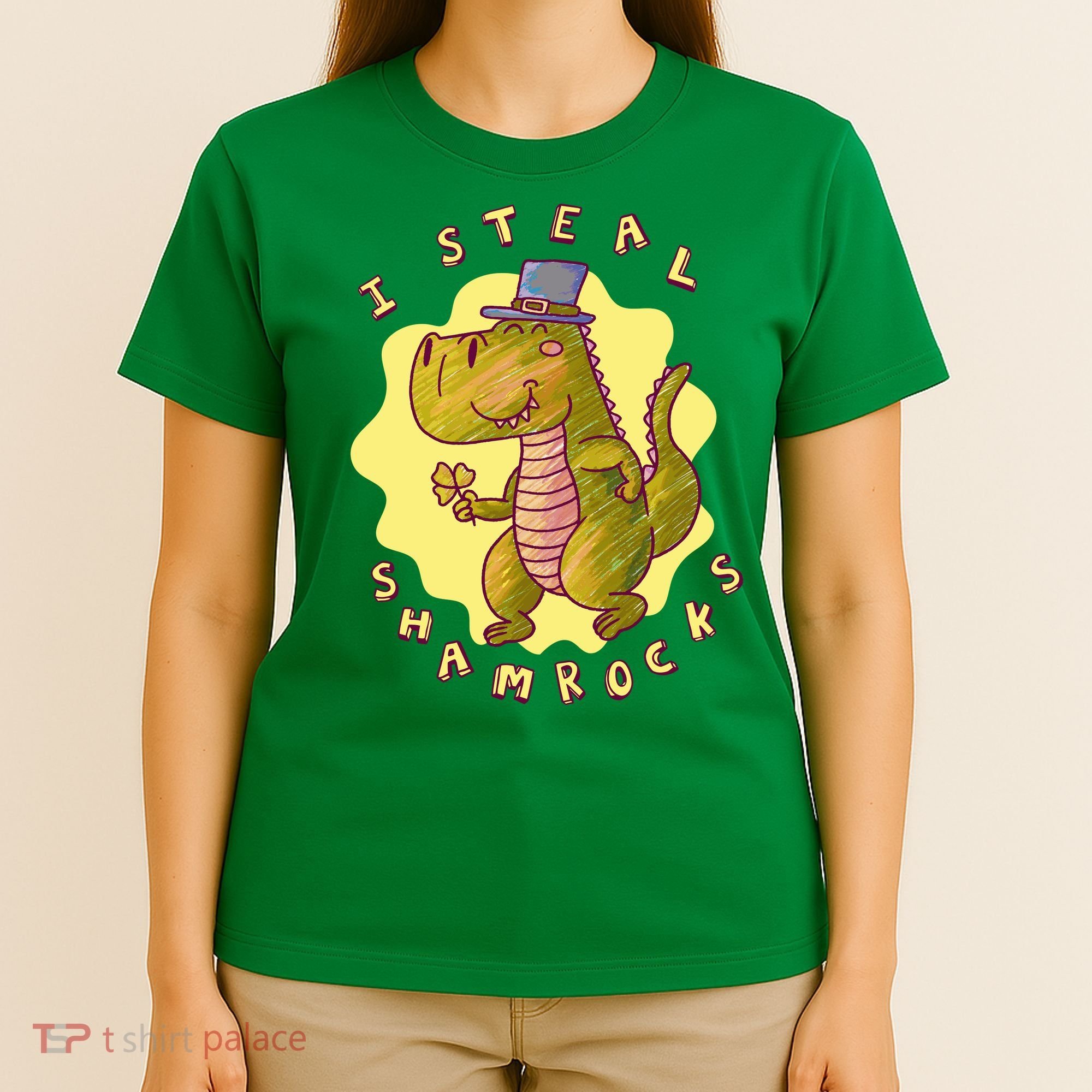 I Steal Shamrocks Dinosaur T-Shirt