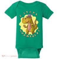 I Steal Shamrocks Dinosaur Baby Bodysuit thumb 0