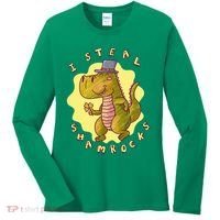 I Steal Shamrocks Dinosaur Women's Long Sleeve Shirt thumb 0