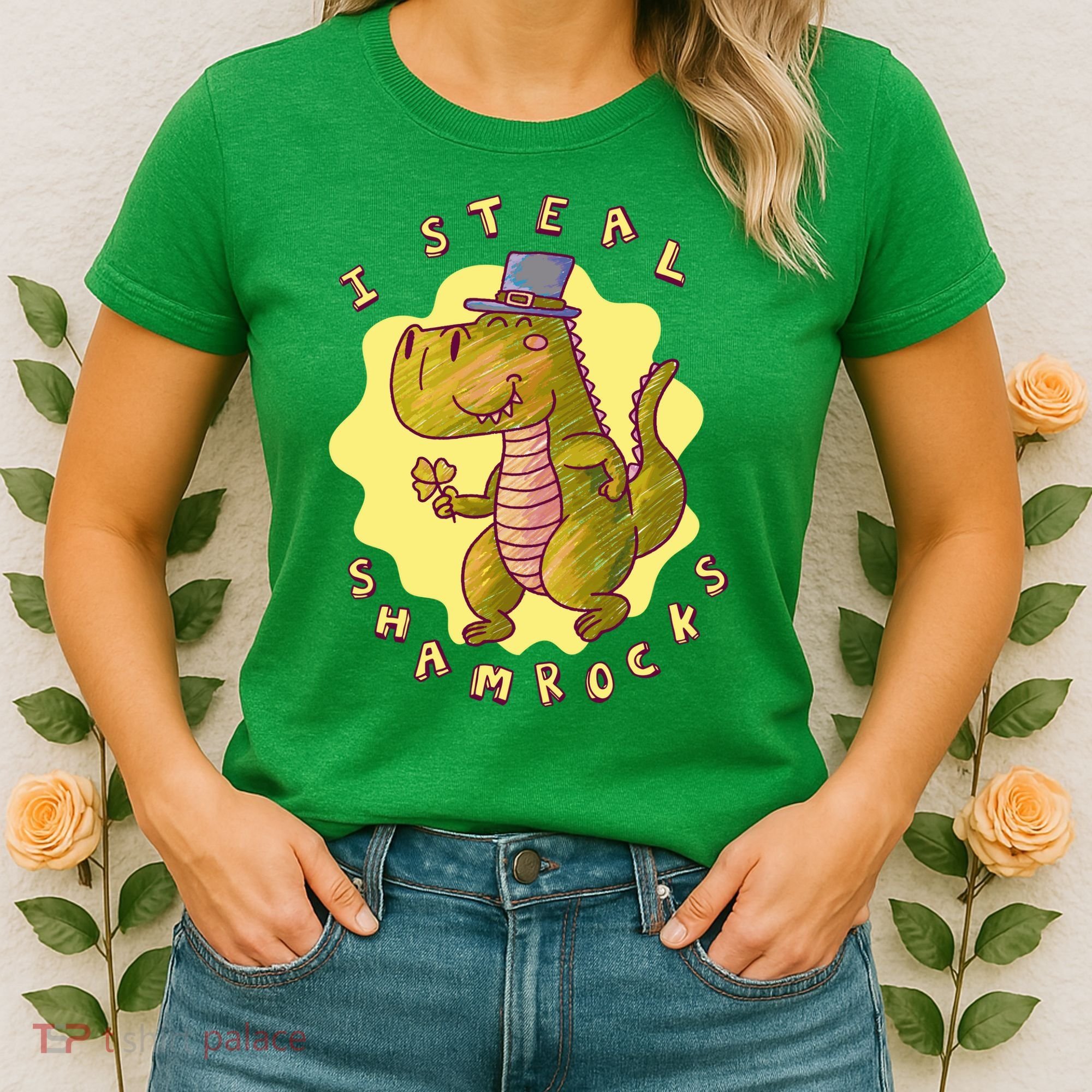 I Steal Shamrocks Dinosaur Women's T-Shirt