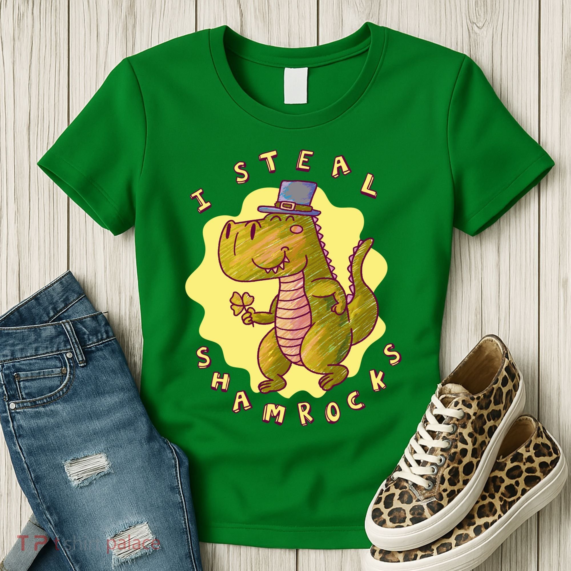 I Steal Shamrocks Dinosaur Women's T-Shirt