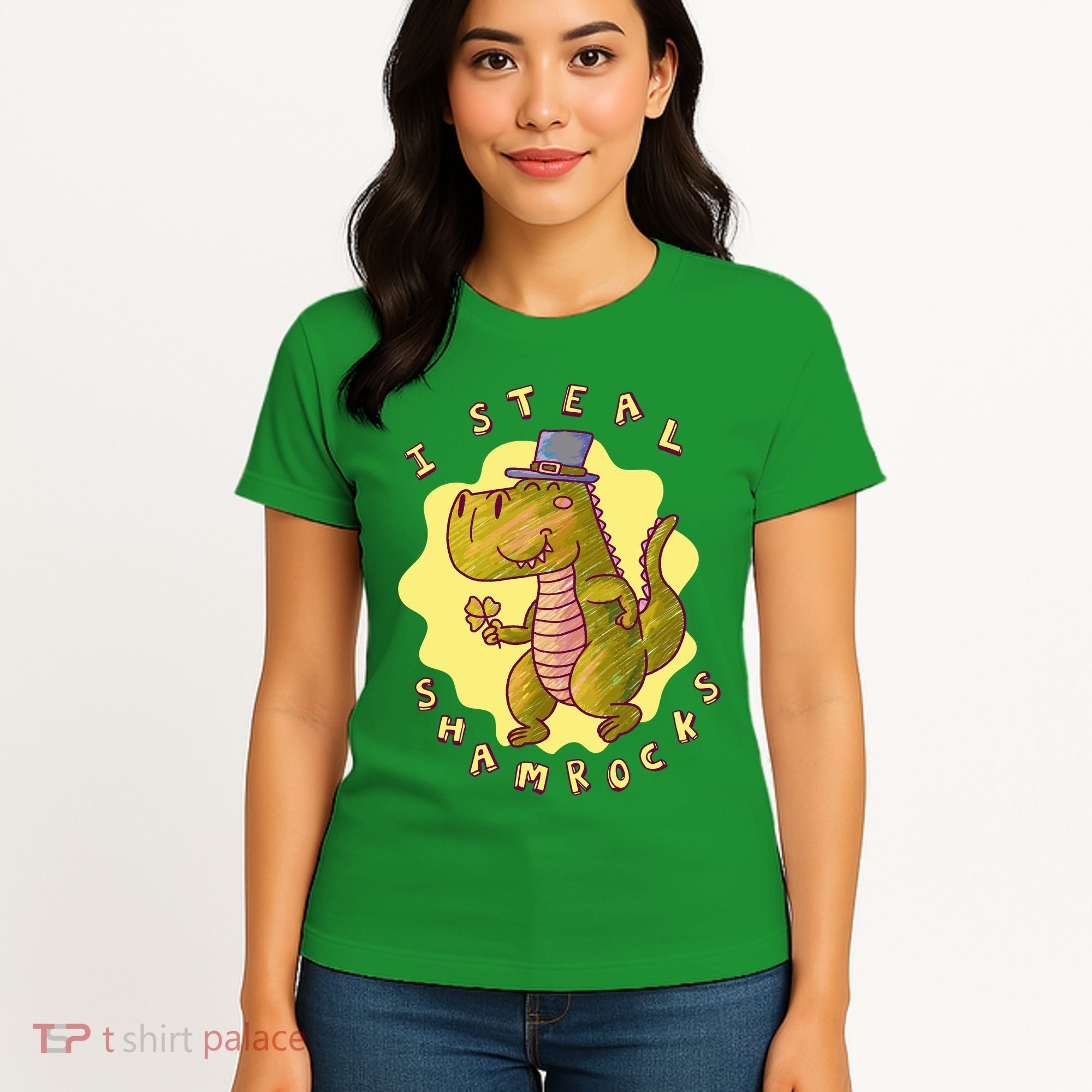I Steal Shamrocks Dinosaur Women's T-Shirt