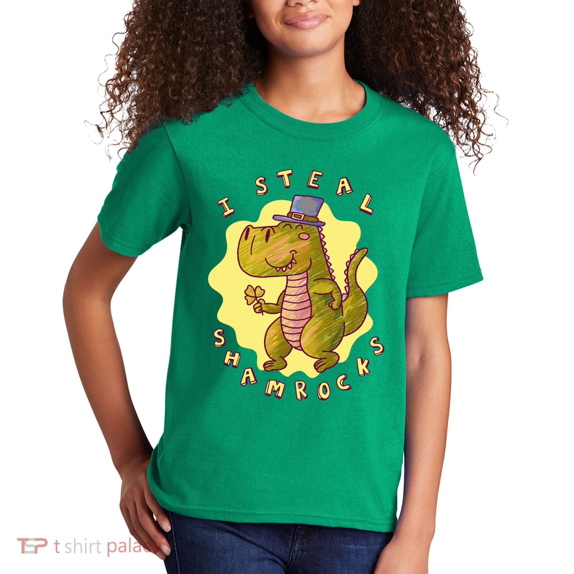 I Steal Shamrocks Dinosaur Kids T-Shirt