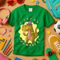 I Steal Shamrocks Dinosaur Kids T-Shirt thumb 3