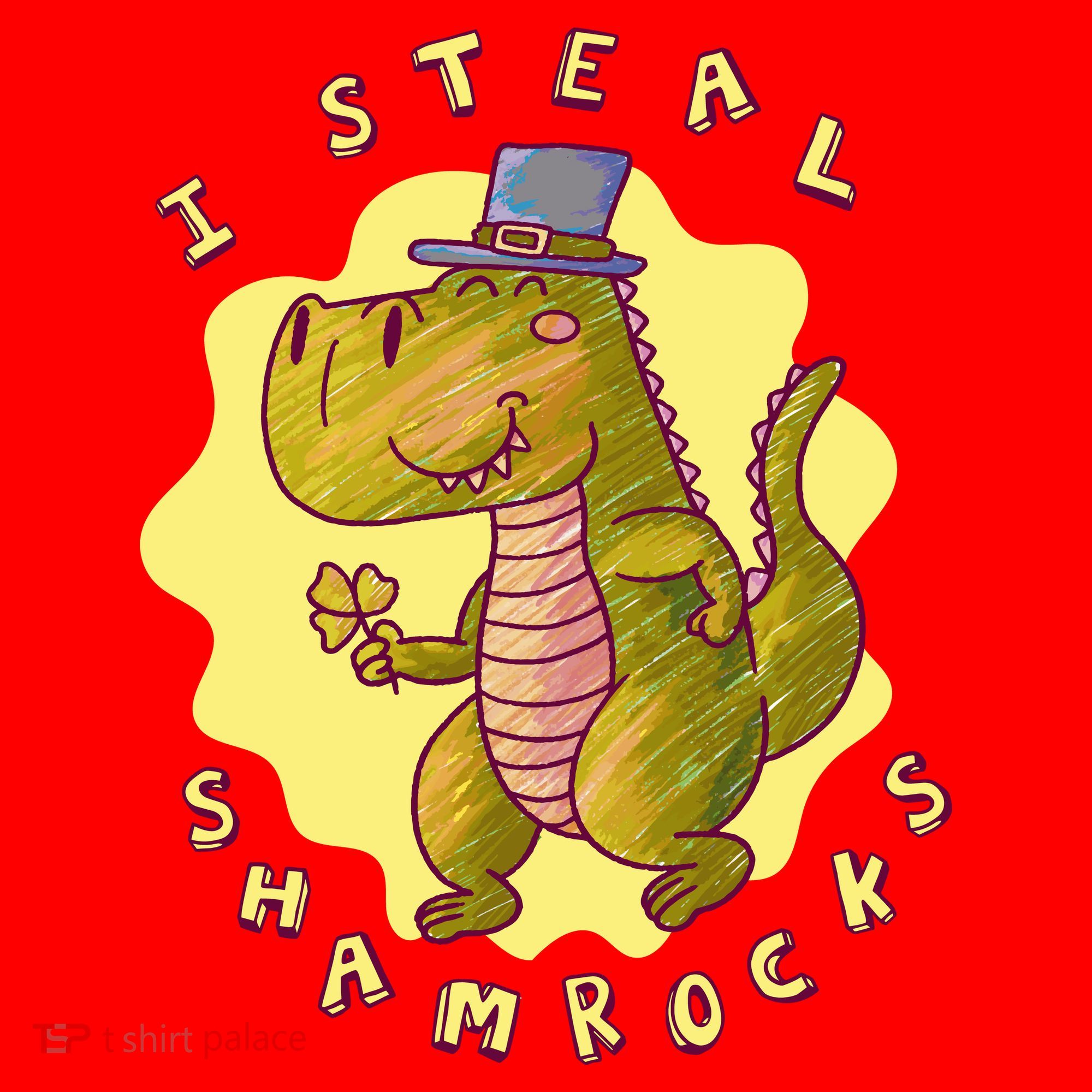 I Steal Shamrocks Dinosaur Santa Hat