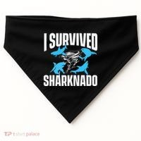 I Survived Sharknado Shark Lover Marine Biologist Ocean USA-Made Doggie Bandana thumb 0