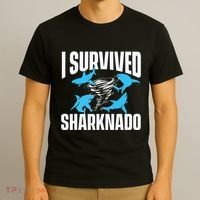 I Survived Sharknado Shark Lover Marine Biologist Ocean T-Shirt thumb 3