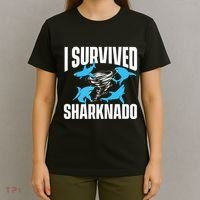 I Survived Sharknado Shark Lover Marine Biologist Ocean T-Shirt thumb 4