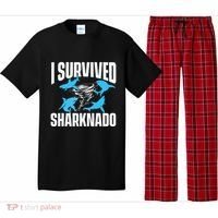 I Survived Sharknado Shark Lover Marine Biologist Ocean Pajama Set thumb 0