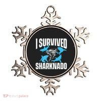 I Survived Sharknado Shark Lover Marine Biologist Ocean Ornament thumb 0