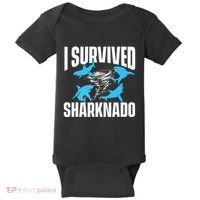 I Survived Sharknado Shark Lover Marine Biologist Ocean Baby Bodysuit thumb 0