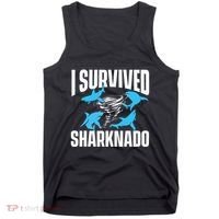 I Survived Sharknado Shark Lover Marine Biologist Ocean Tank Top thumb 0