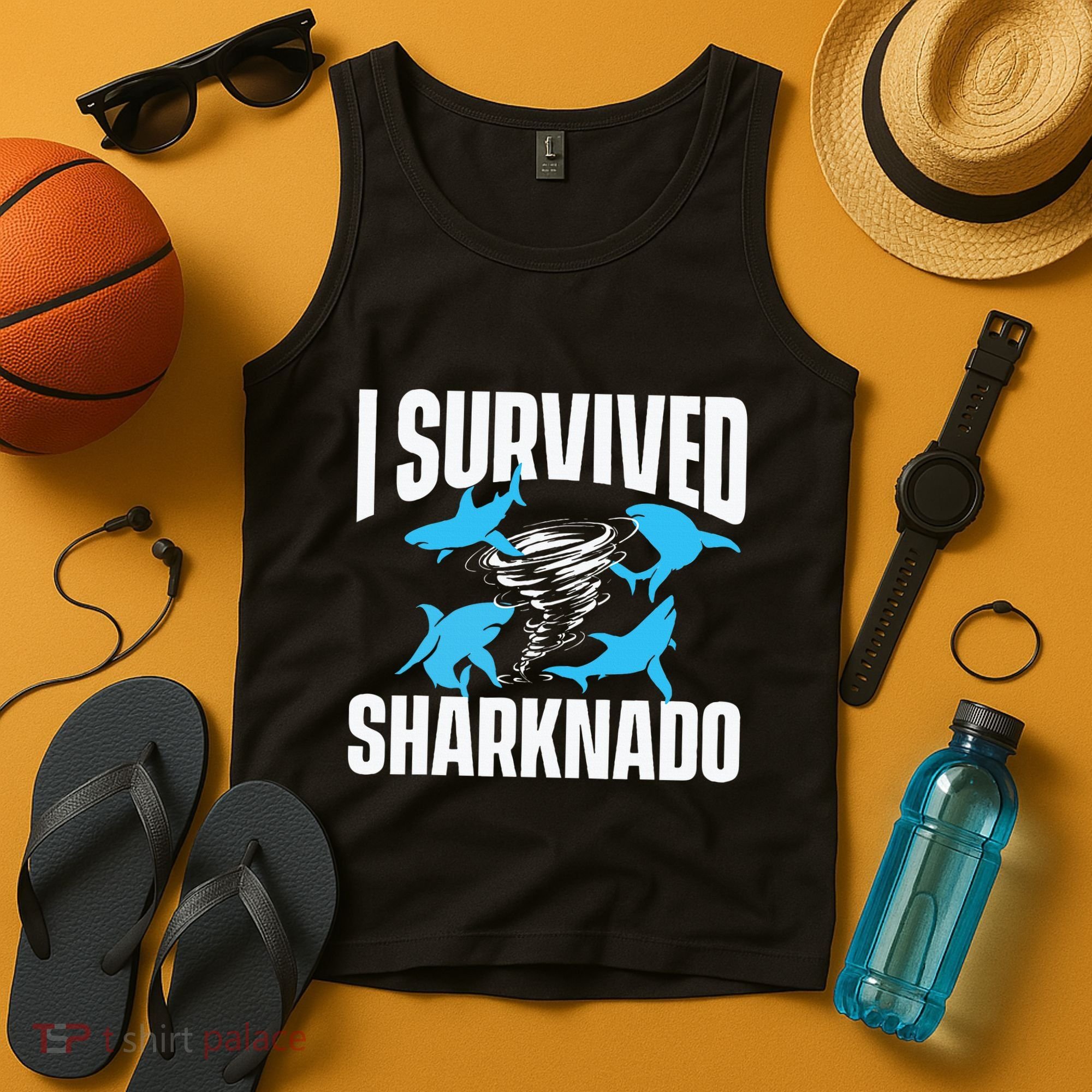 I Survived Sharknado Shark Lover Marine Biologist Ocean Tank Top