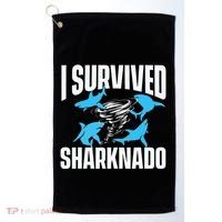 I Survived Sharknado Shark Lover Marine Biologist Ocean Golf Towel thumb 0