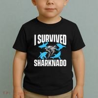 I Survived Sharknado Shark Lover Marine Biologist Ocean Toddler T-Shirt thumb 2