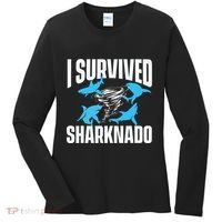 I Survived Sharknado Shark Lover Marine Biologist Ocean Women's Long Sleeve Shirt thumb 0