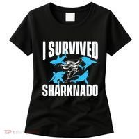 I Survived Sharknado Shark Lover Marine Biologist Ocean Women's T-Shirt thumb 0