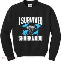 I Survived Sharknado Shark Lover Marine Biologist Ocean Kids Sweatshirt thumb 0