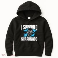 I Survived Sharknado Shark Lover Marine Biologist Ocean Kids Hoodie thumb 0