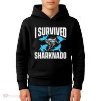I Survived Sharknado Shark Lover Marine Biologist Ocean Kids Hoodie thumb 4