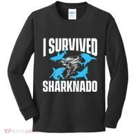 I Survived Sharknado Shark Lover Marine Biologist Ocean Kids Long Sleeve Shirt thumb 0