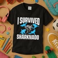 I Survived Sharknado Shark Lover Marine Biologist Ocean Kids T-Shirt thumb 3