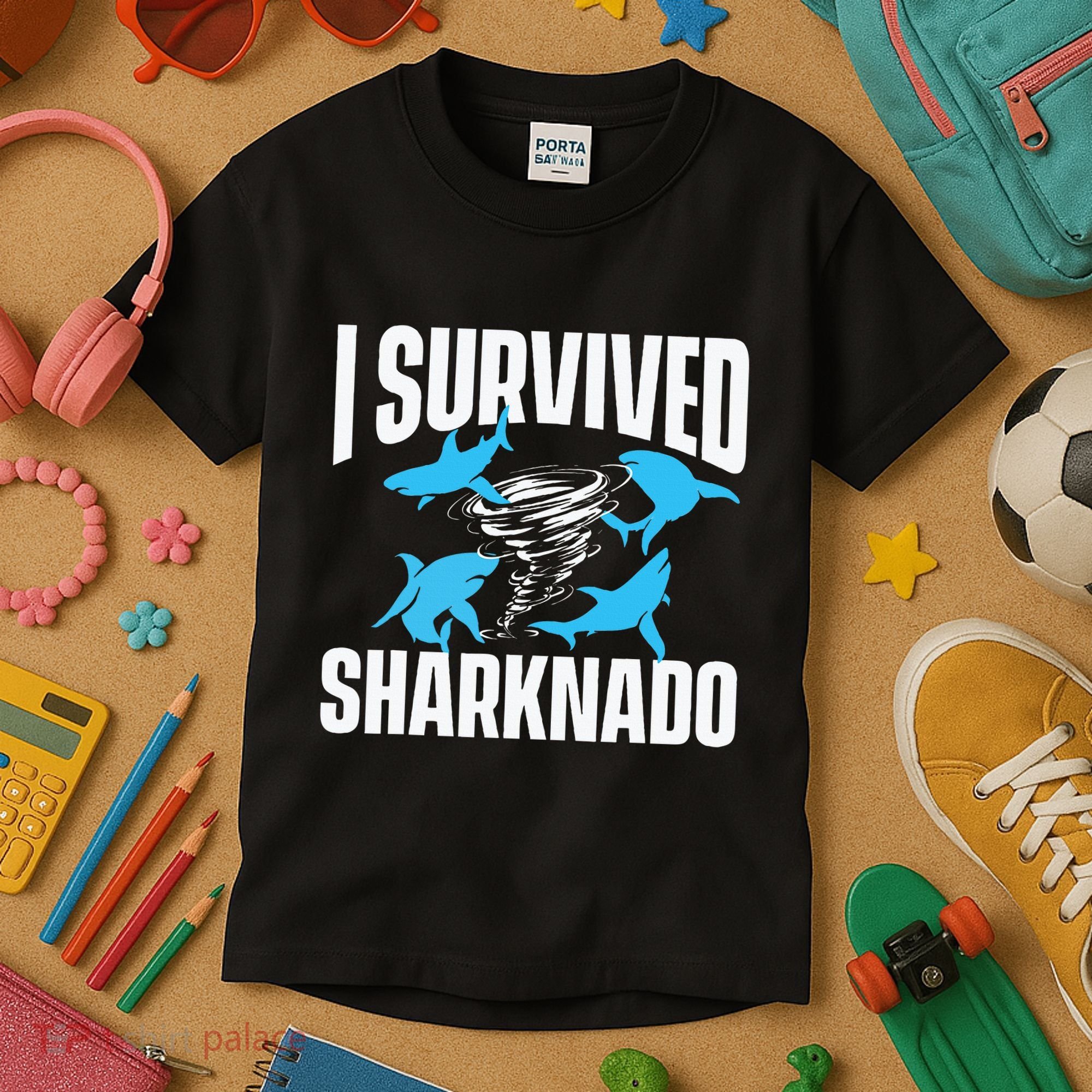 I Survived Sharknado Shark Lover Marine Biologist Ocean Kids T-Shirt