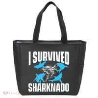 I Survived Sharknado Shark Lover Marine Biologist Ocean Tote Bag thumb 0