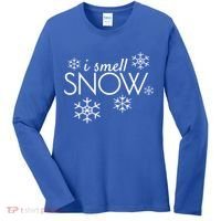 I Smell Snow Cute Gift Funny Holiday Funny Gift Under 20 Snowflakes Gift Women's Long Sleeve Shirt thumb 0