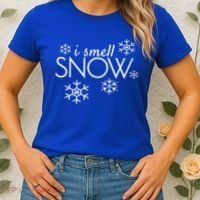 I Smell Snow Cute Gift Funny Holiday Funny Gift Under 20 Snowflakes Gift Women's T-Shirt thumb 2