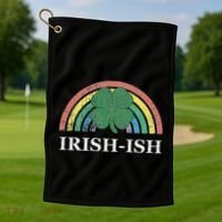 IrishIsh Shamrock St. Patrick's Day Rainbow Saint Paddy's Golf Towel thumb 1