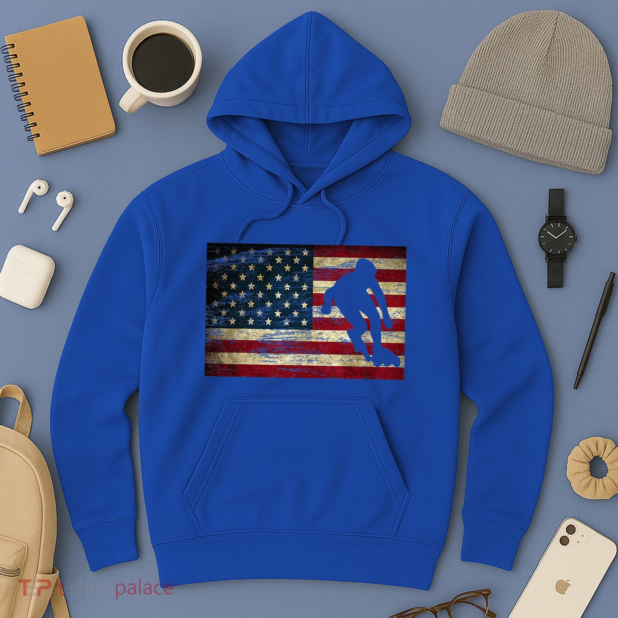 Inline Speed Skating American Flag Roller Blading Hoodie