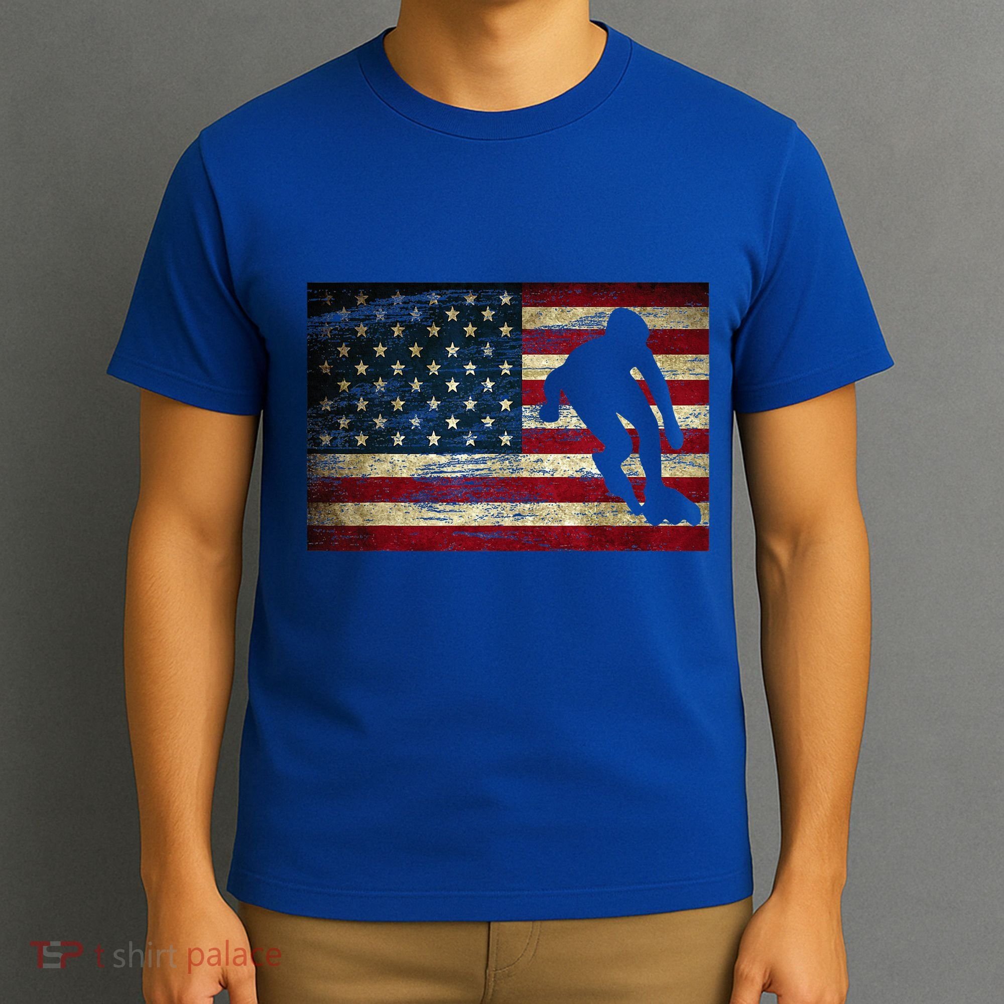Inline Speed Skating American Flag Roller Blading T-Shirt