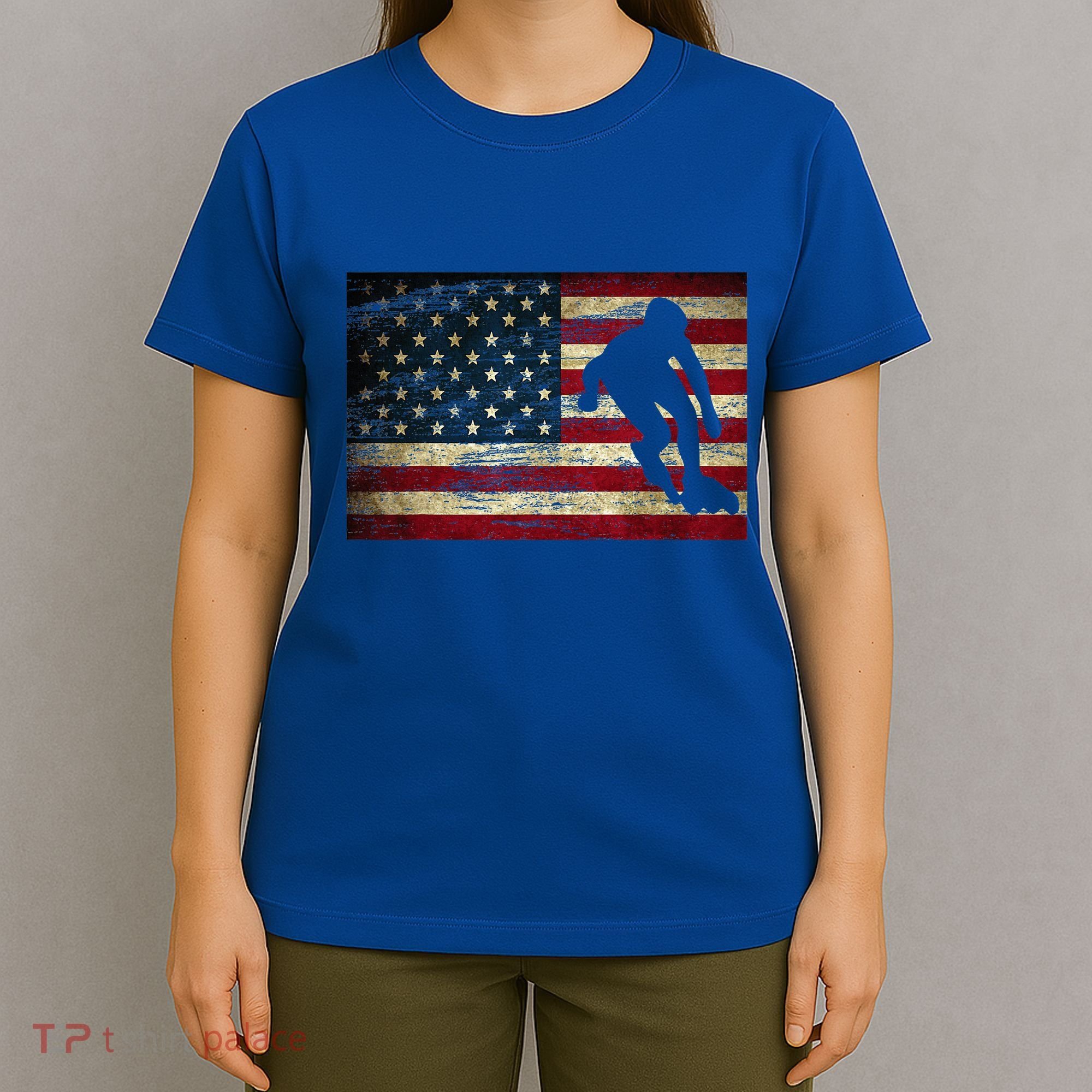 Inline Speed Skating American Flag Roller Blading T-Shirt