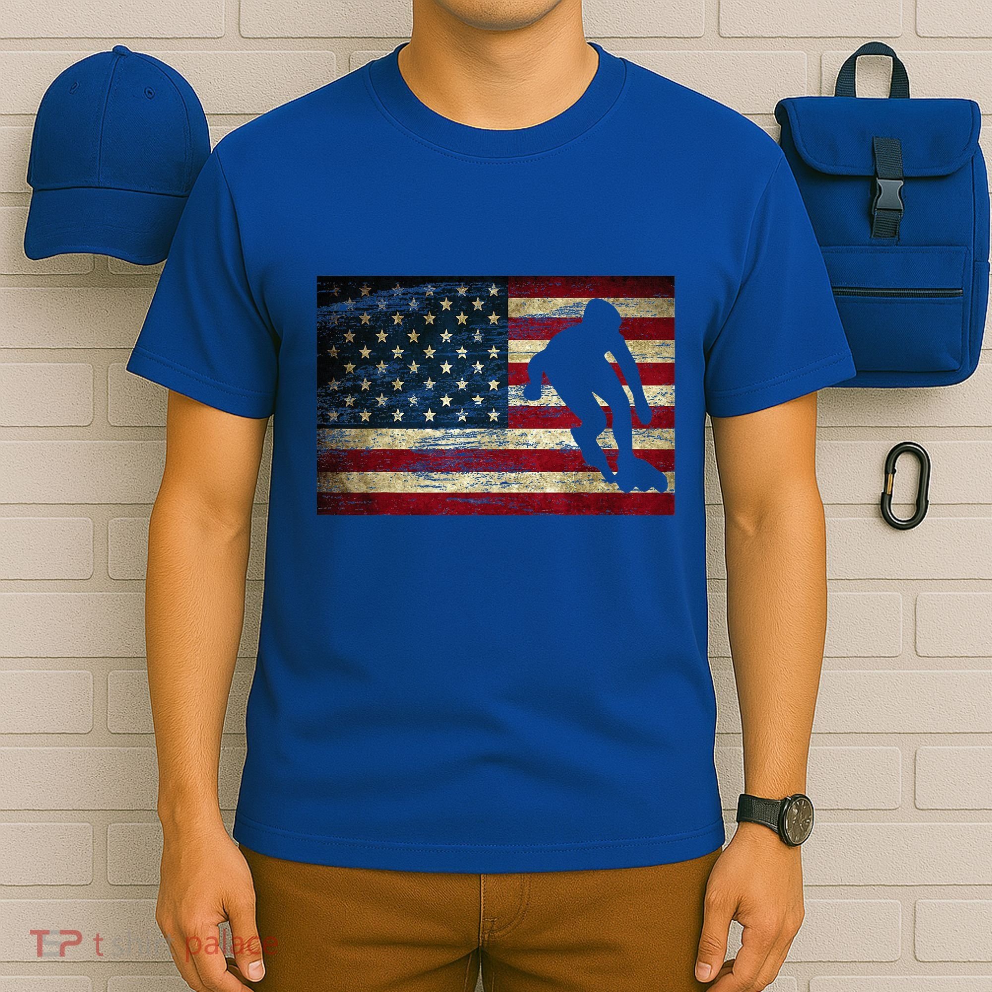 Inline Speed Skating American Flag Roller Blading T-Shirt