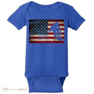 Inline Speed Skating American Flag Roller Blading Baby Bodysuit