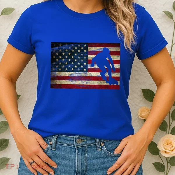 Inline Speed Skating American Flag Roller Blading Women's T-Shirt