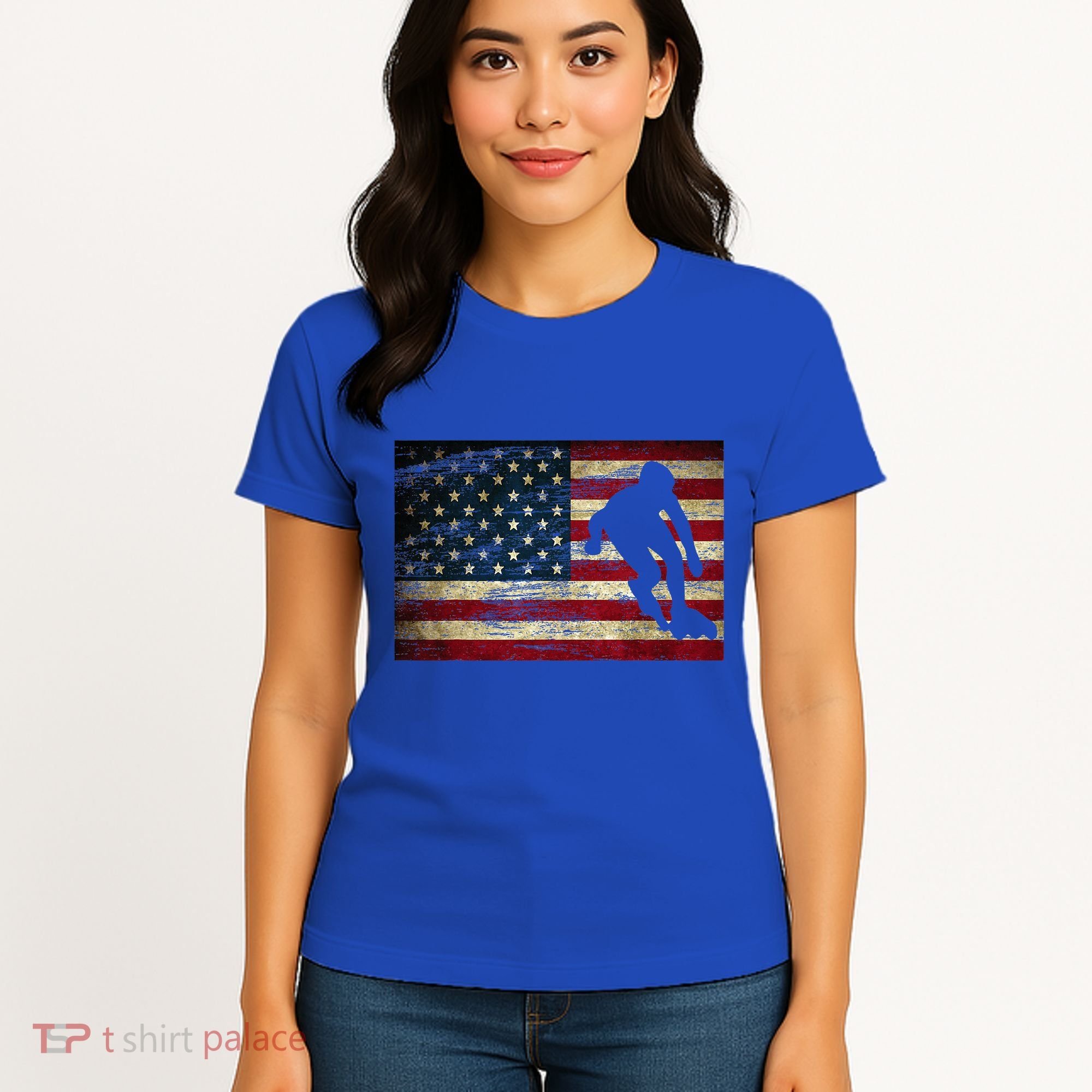 Inline Speed Skating American Flag Roller Blading Women's T-Shirt