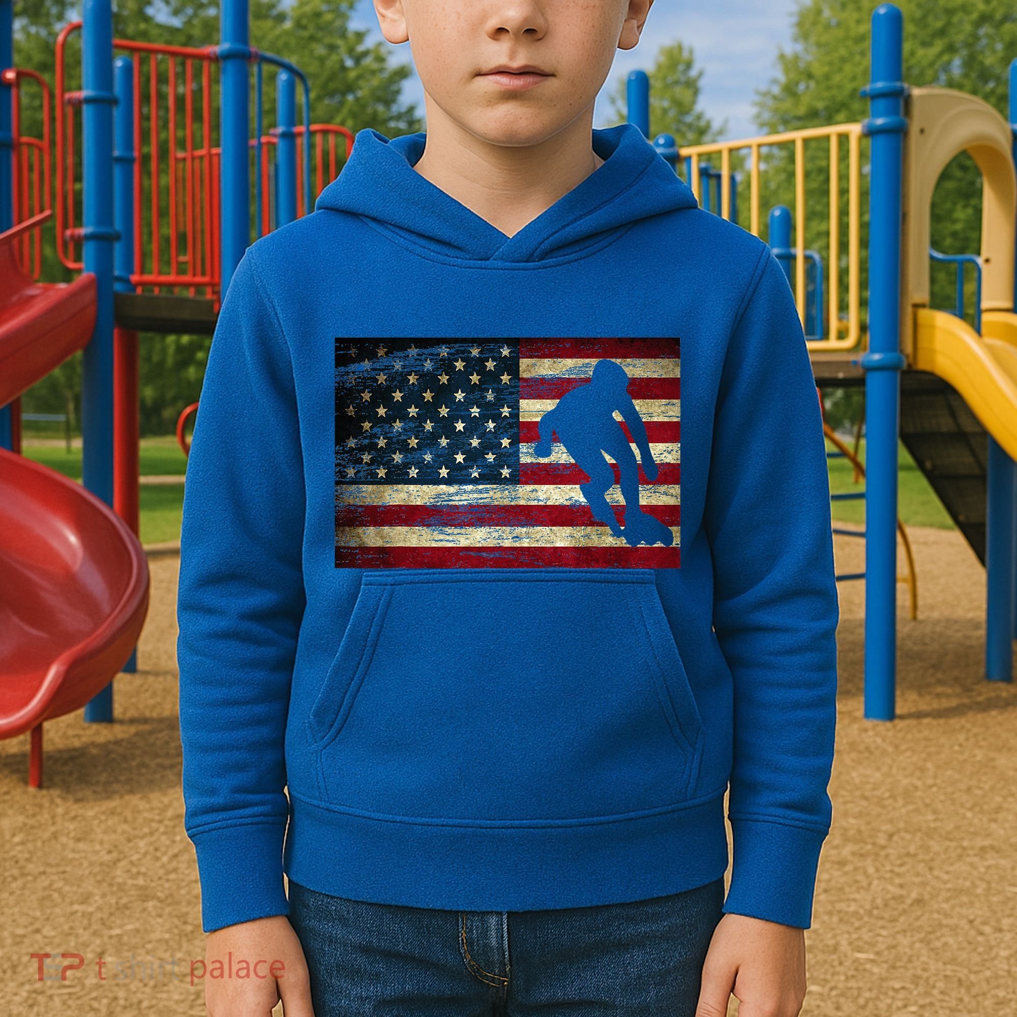 Inline Speed Skating American Flag Roller Blading Kids Hoodie